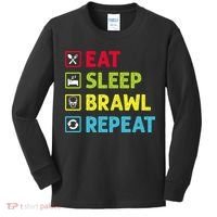 Eat Sleep Brawl Repeat Funny Video Gamer Gaming Kids Long Sleeve Shirt thumb 0
