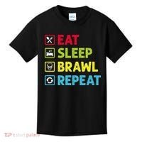 Eat Sleep Brawl Repeat Funny Video Gamer Gaming Kids T-Shirt thumb 0