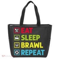 Eat Sleep Brawl Repeat Funny Video Gamer Gaming Tote Bag thumb 0
