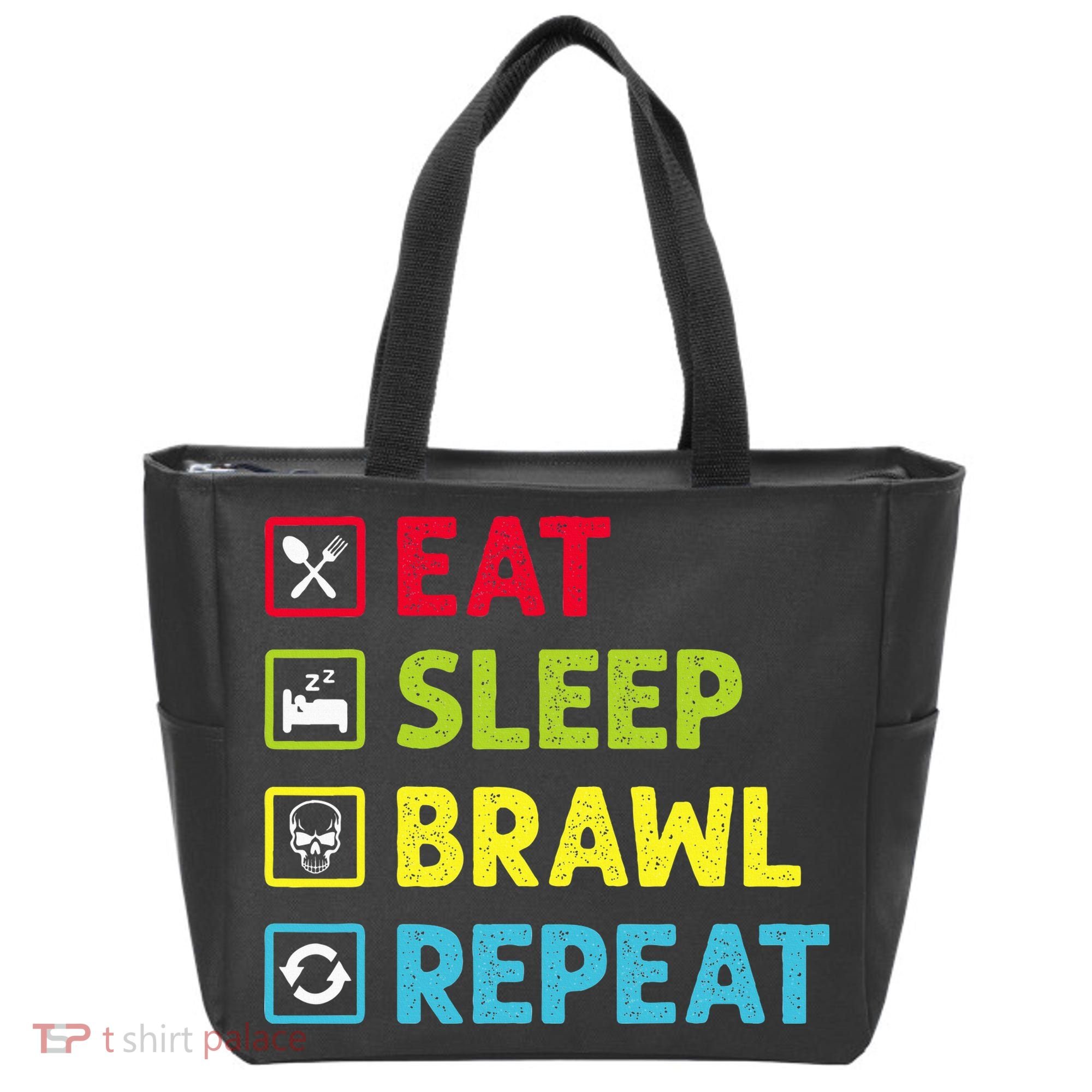 Eat Sleep Brawl Repeat Funny Video Gamer Gaming Tote Bag
