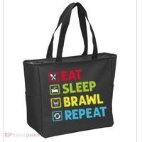 Eat Sleep Brawl Repeat Funny Video Gamer Gaming Tote Bag thumb 2