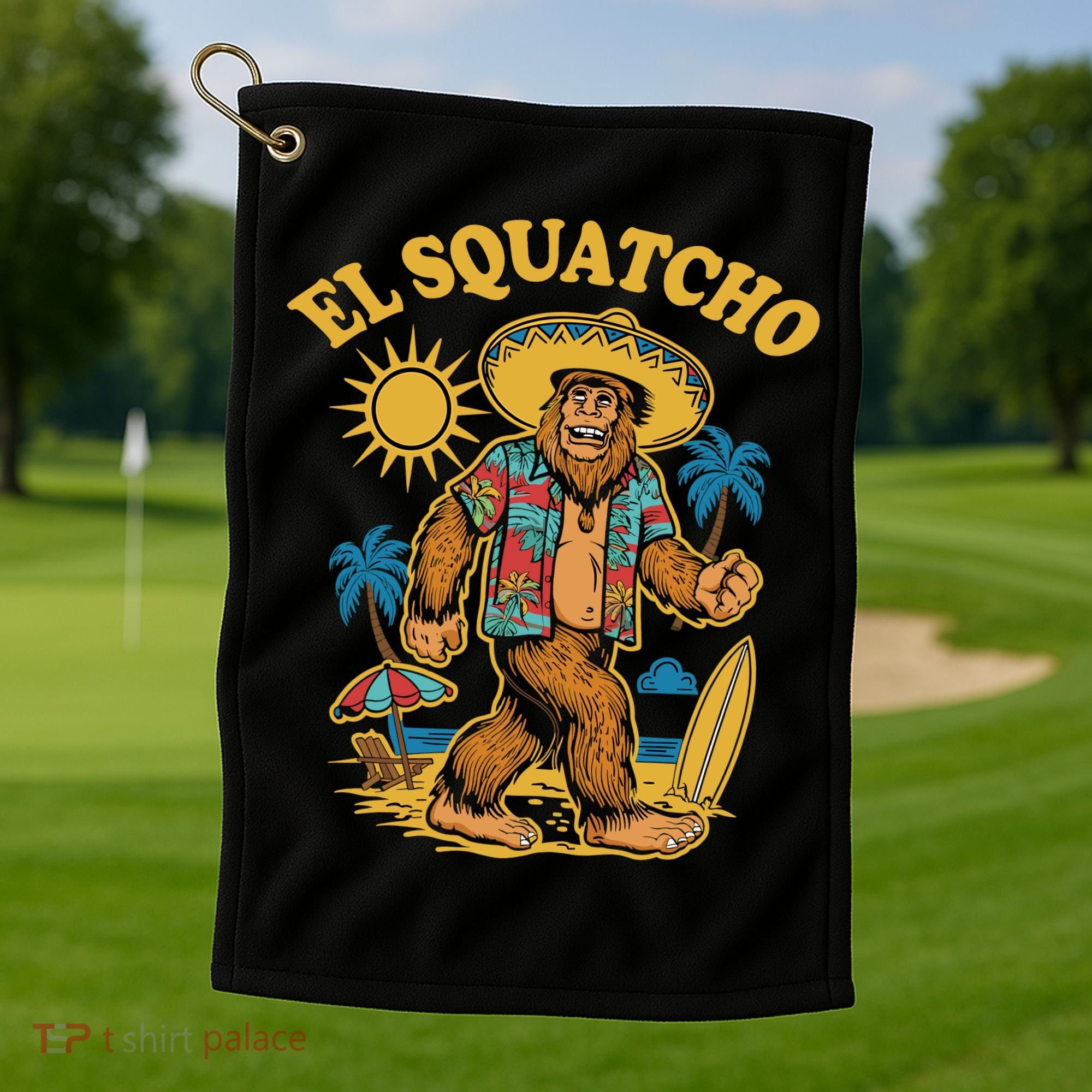 El Squatcho Bigfoot Funny Sasquatch Golf Towel