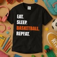 Eat Sleep Basketball Repeat Kids T-Shirt thumb 3