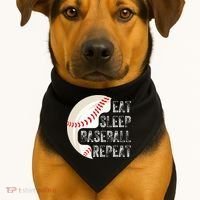 Eat Sleep Baseball Repeat Baseball USA-Made Doggie Bandana thumb 1