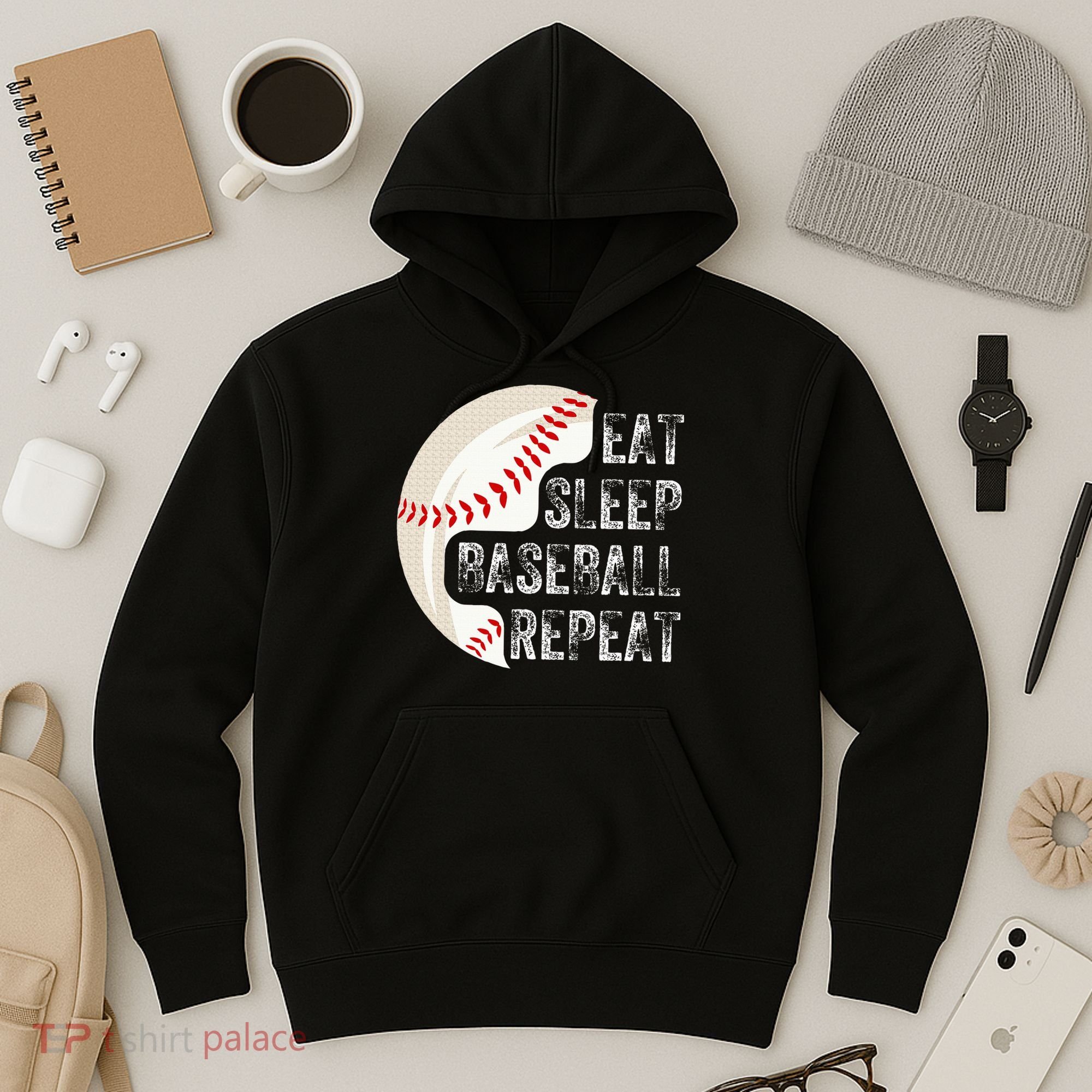 Eat Sleep Baseball Repeat Baseball Hoodie