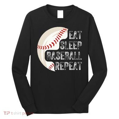 Eat Sleep Baseball Repeat Baseball Long Sleeve Shirt