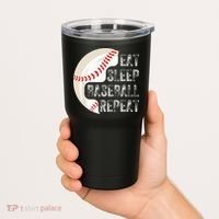 Eat Sleep Baseball Repeat Baseball Tumbler thumb 2