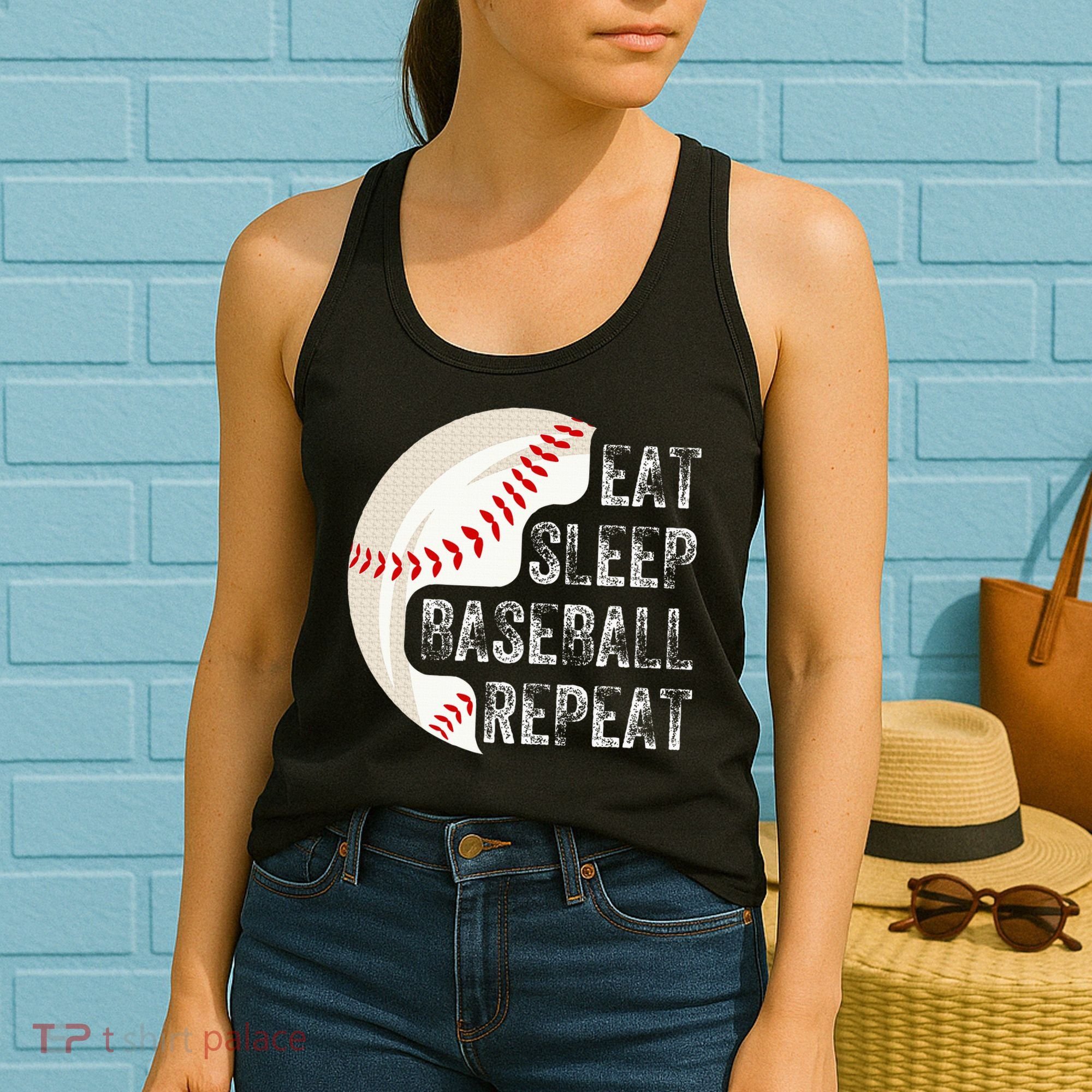 Eat Sleep Baseball Repeat Baseball Women's Tank Top
