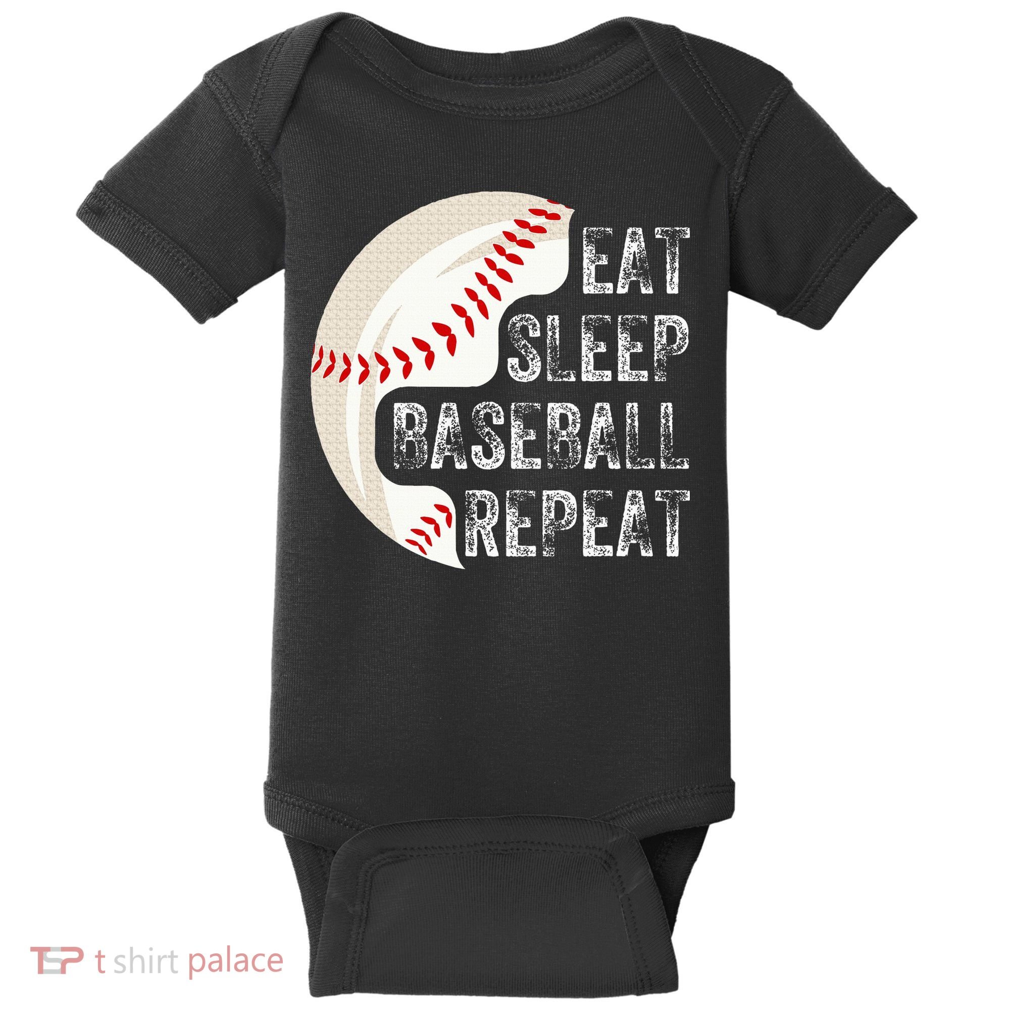 Eat Sleep Baseball Repeat Baseball Baby Bodysuit