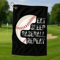 Eat Sleep Baseball Repeat Baseball Golf Towel thumb 1