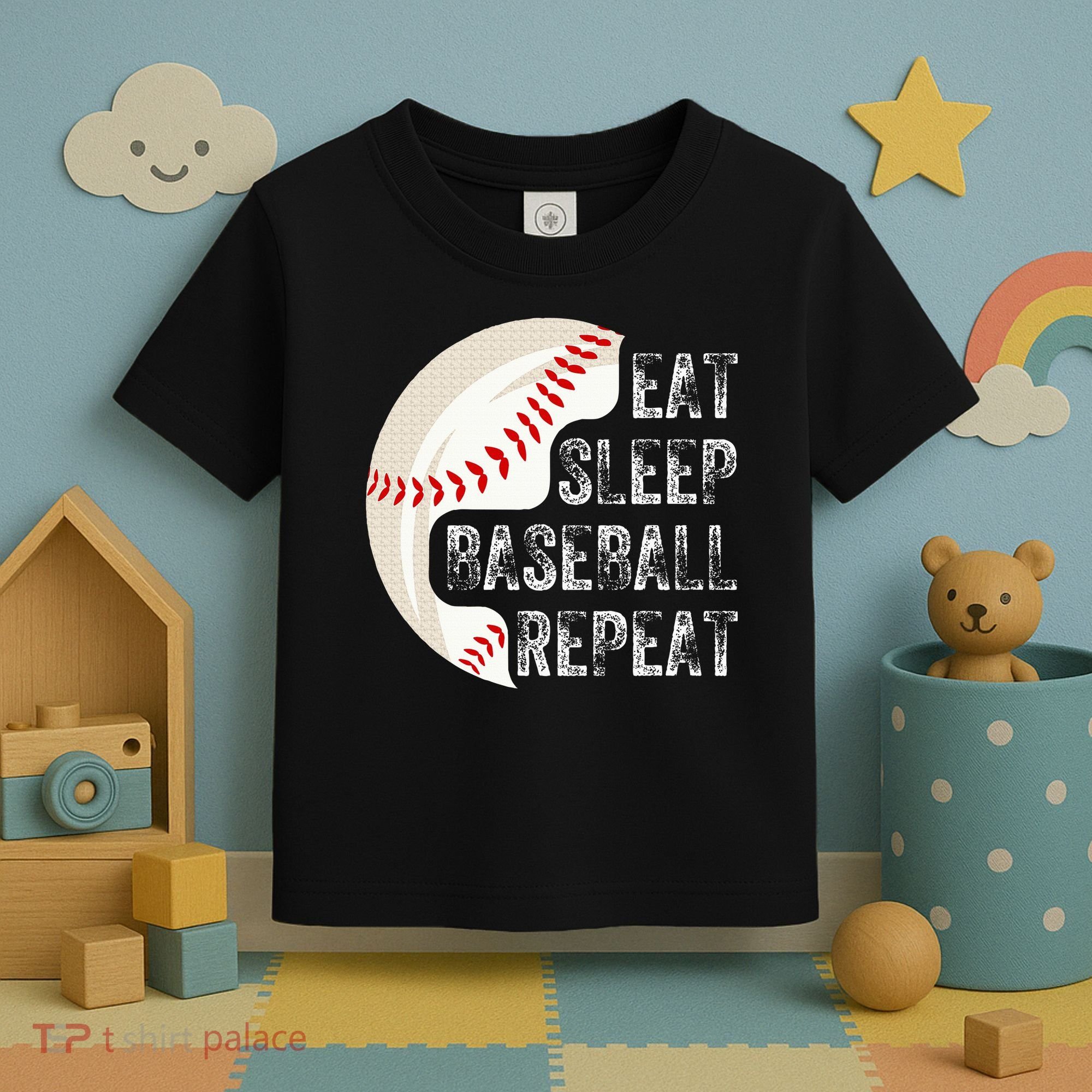 Eat Sleep Baseball Repeat Baseball Toddler T-Shirt