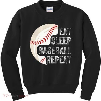 Eat Sleep Baseball Repeat Baseball Kids Sweatshirt