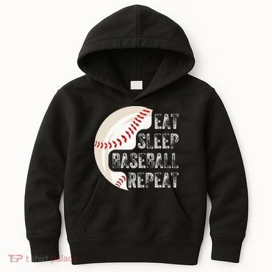 Eat Sleep Baseball Repeat Baseball Kids Hoodie