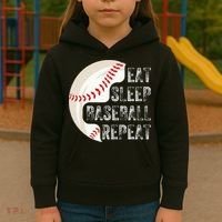 Eat Sleep Baseball Repeat Baseball Kids Hoodie thumb 3