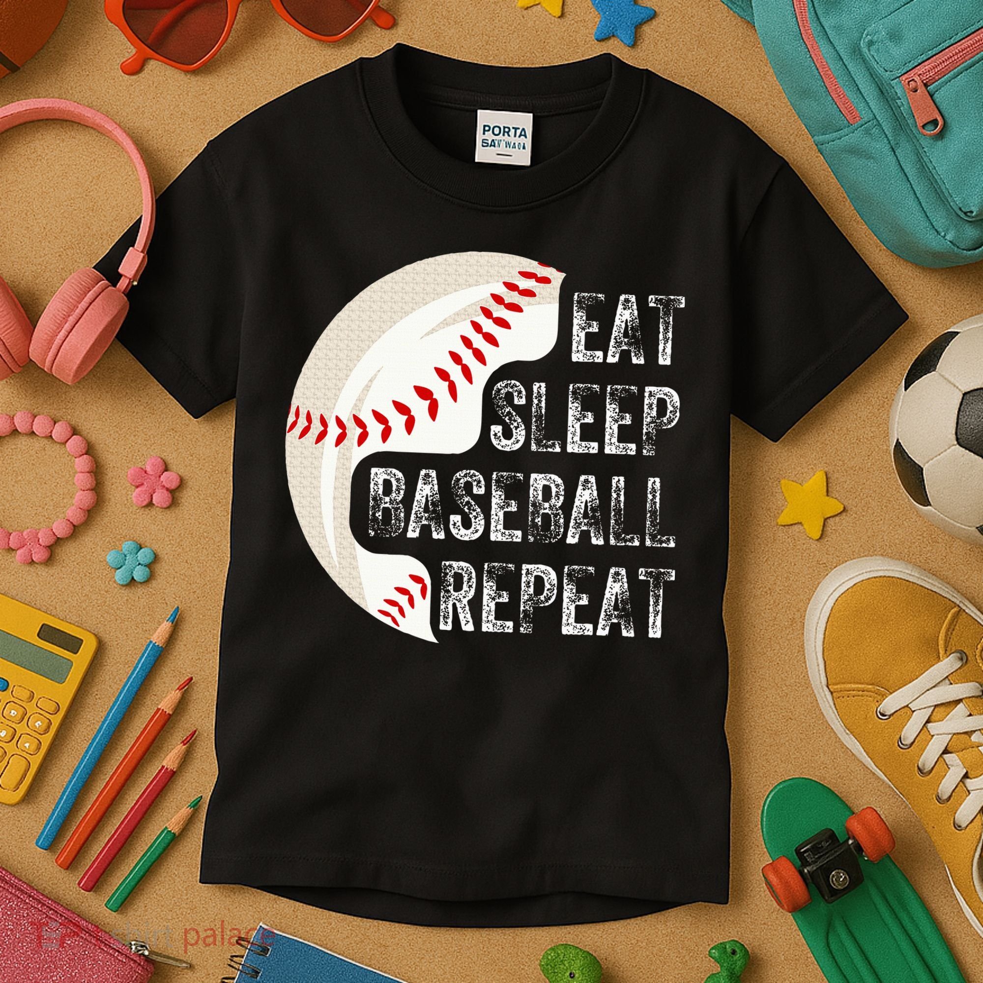 Eat Sleep Baseball Repeat Baseball Kids T-Shirt