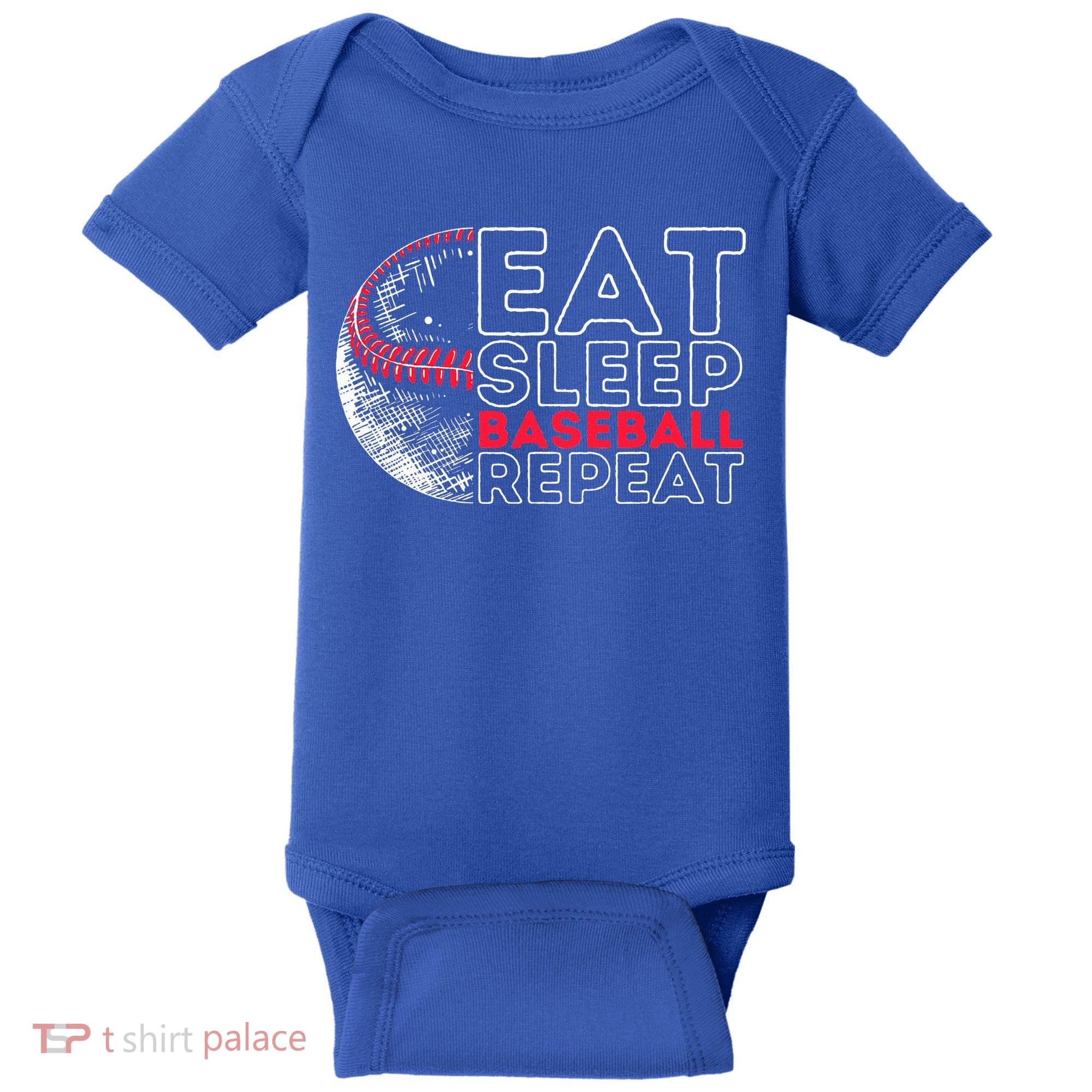 Eat Sleep Baseball Repeat Players Baby Bodysuit