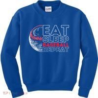 Eat Sleep Baseball Repeat Players Kids Sweatshirt thumb 0
