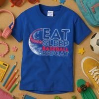 Eat Sleep Baseball Repeat Players Kids T-Shirt thumb 3