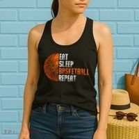 Eat Sleep Basketball Repeat Adults Basketball Women's Tank Top thumb 2