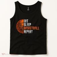 Eat Sleep Basketball Repeat Adults Basketball Tank Top thumb 2