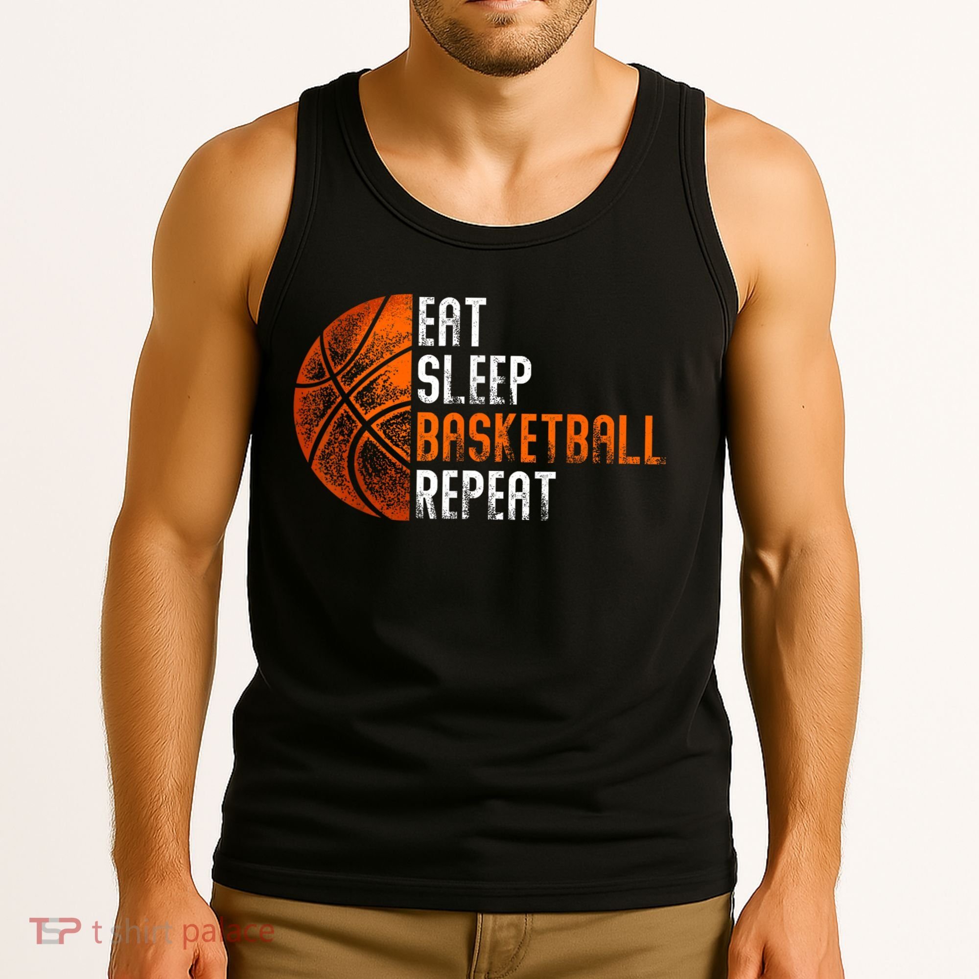 Eat Sleep Basketball Repeat Adults Basketball Tank Top