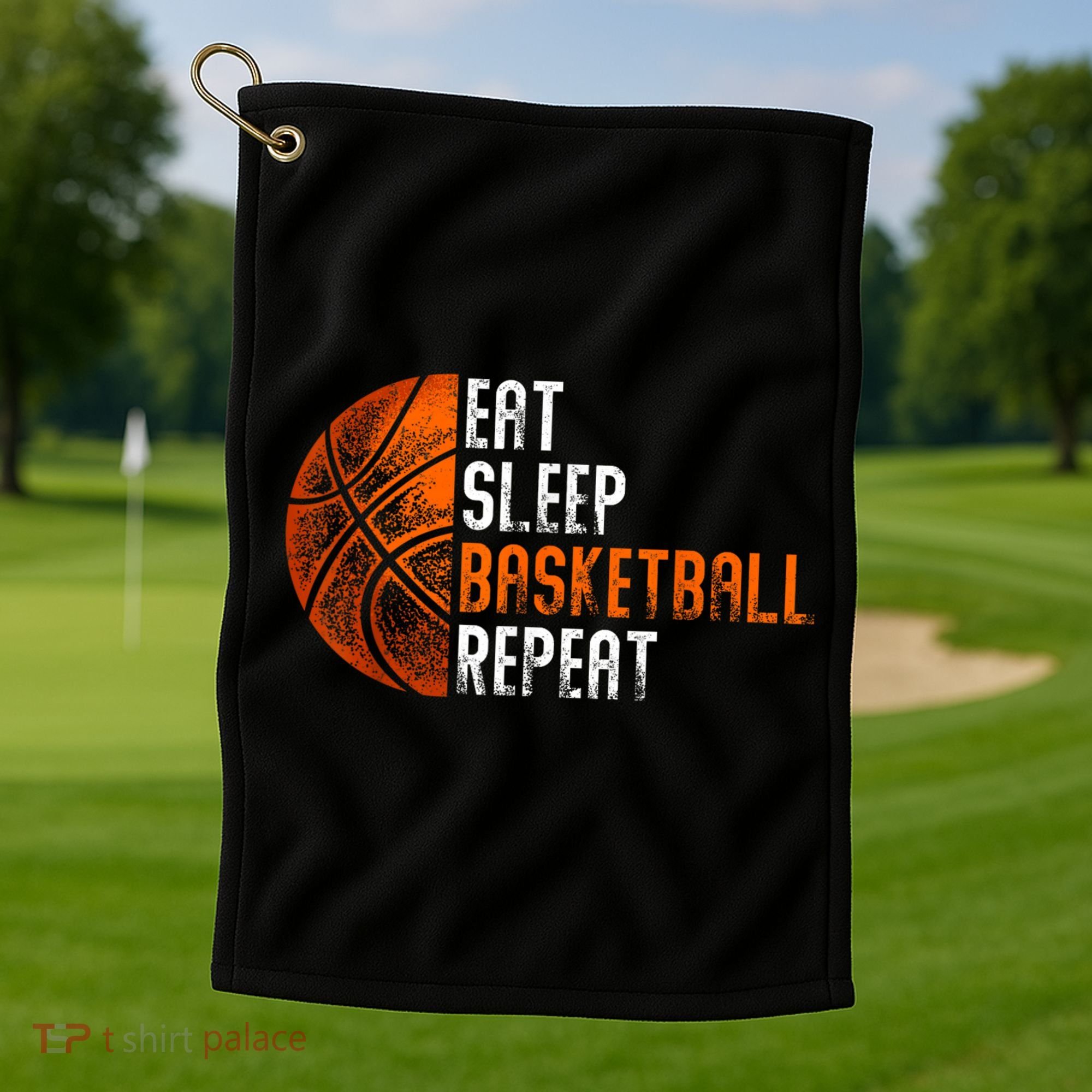 Eat Sleep Basketball Repeat Adults Basketball Golf Towel