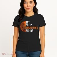 Eat Sleep Basketball Repeat Adults Basketball Women's T-Shirt thumb 4