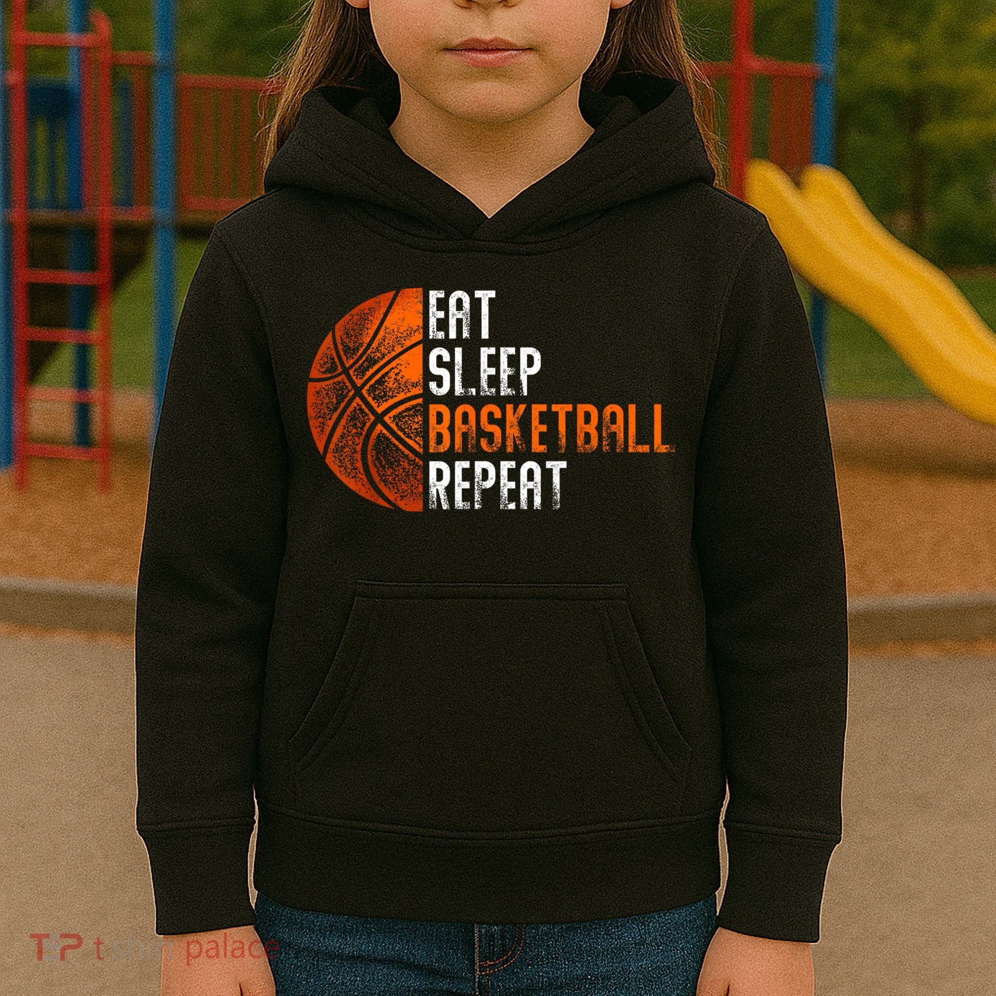 Eat Sleep Basketball Repeat Adults Basketball Kids Hoodie
