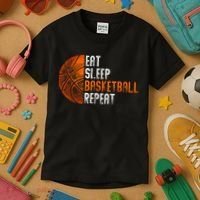 Eat Sleep Basketball Repeat Adults Basketball Kids T-Shirt thumb 3