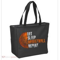 Eat Sleep Basketball Repeat Adults Basketball Tote Bag thumb 2