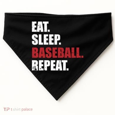 Eat Sleep Baseball Repeat Gift USA-Made Doggie Bandana