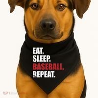 Eat Sleep Baseball Repeat Gift USA-Made Doggie Bandana thumb 1