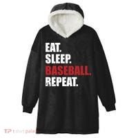 Eat Sleep Baseball Repeat Gift Hooded Wearable Blanket thumb 0