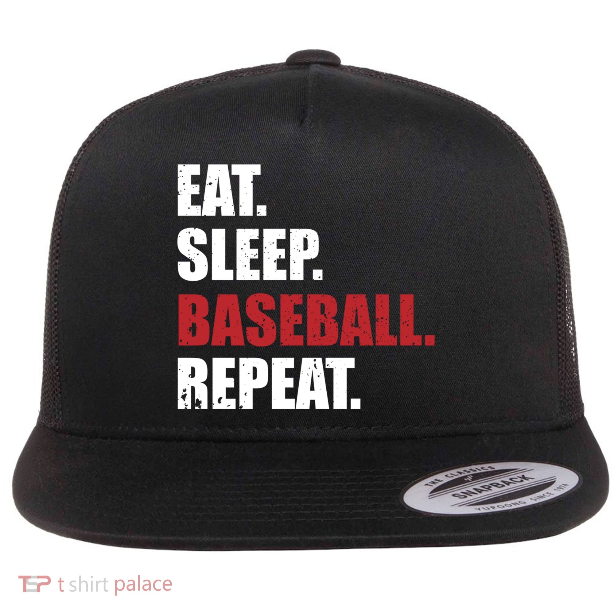 Eat Sleep Baseball Repeat Gift Flat Bill Trucker Hat
