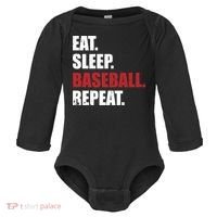 Eat Sleep Baseball Repeat Gift Baby Long Sleeve Bodysuit thumb 0