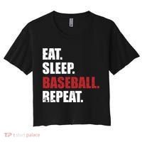 Eat Sleep Baseball Repeat Gift Women's Crop Top Tee thumb 0
