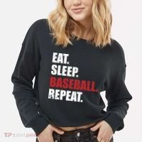 Eat Sleep Baseball Repeat Gift Cropped Pullover Crew thumb 2