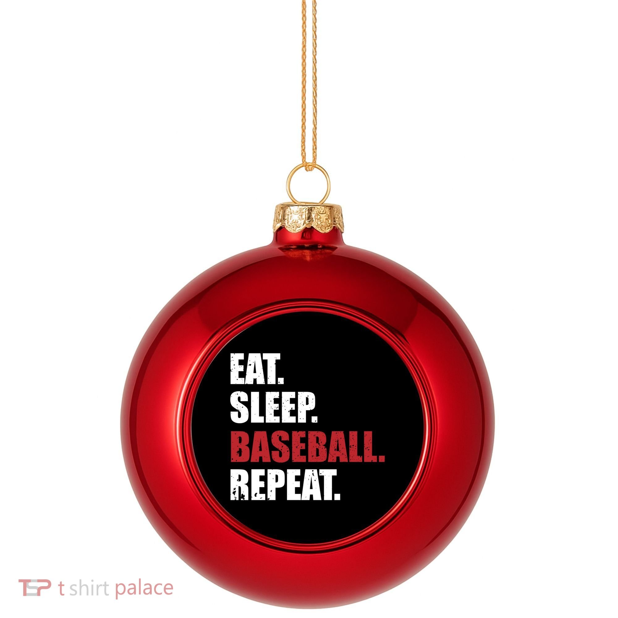 Eat Sleep Baseball Repeat Gift Plastic Christmas Ball Ornament