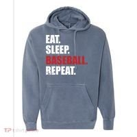 Eat Sleep Baseball Repeat Gift Comfort Colors Garment-Dyed Hooded Sweatshirt thumb 0