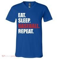 Eat Sleep Baseball Repeat Gift V-Neck T-Shirt thumb 0