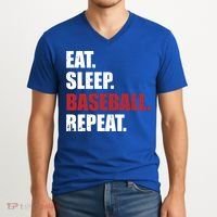 Eat Sleep Baseball Repeat Gift V-Neck T-Shirt thumb 2