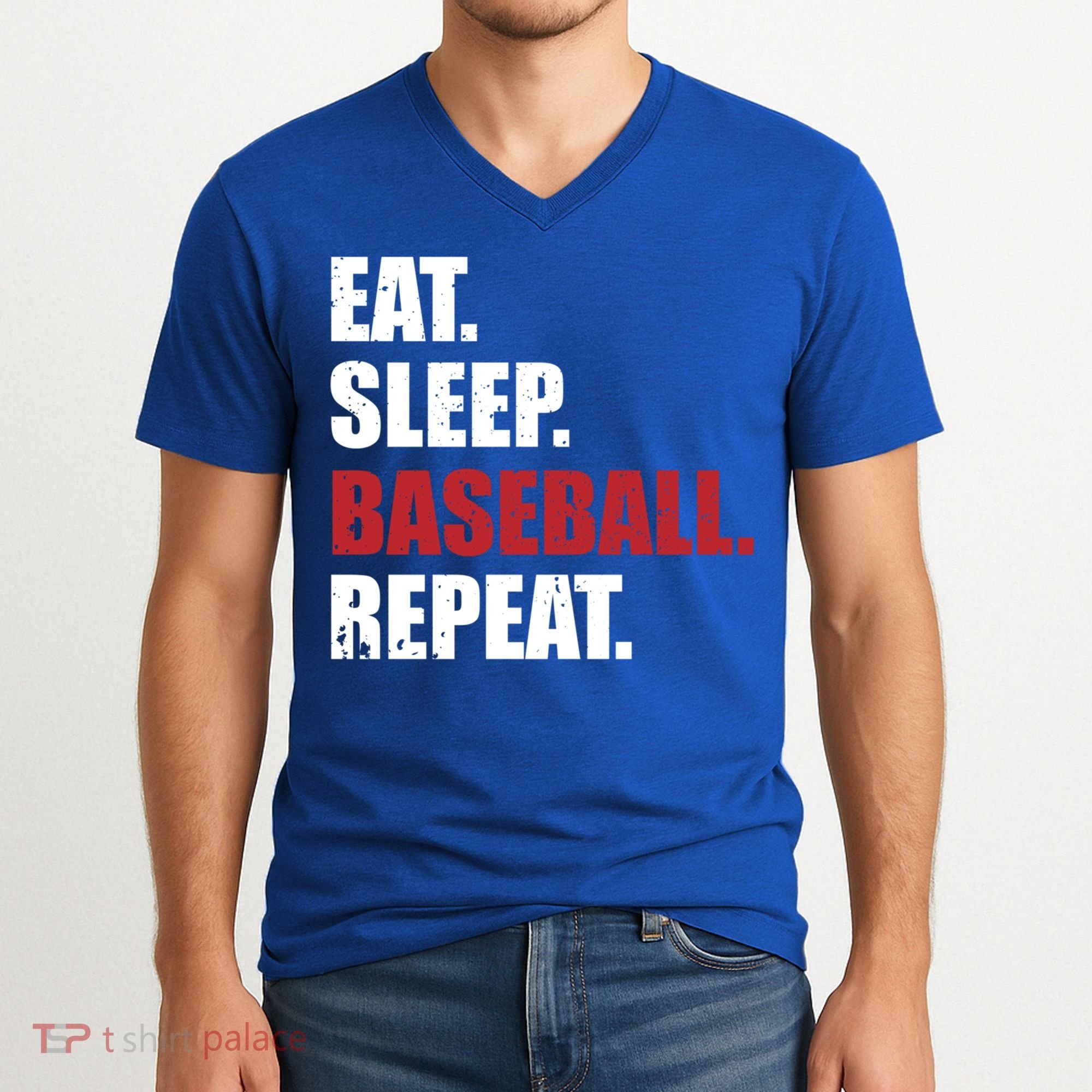 Eat Sleep Baseball Repeat Gift V-Neck T-Shirt