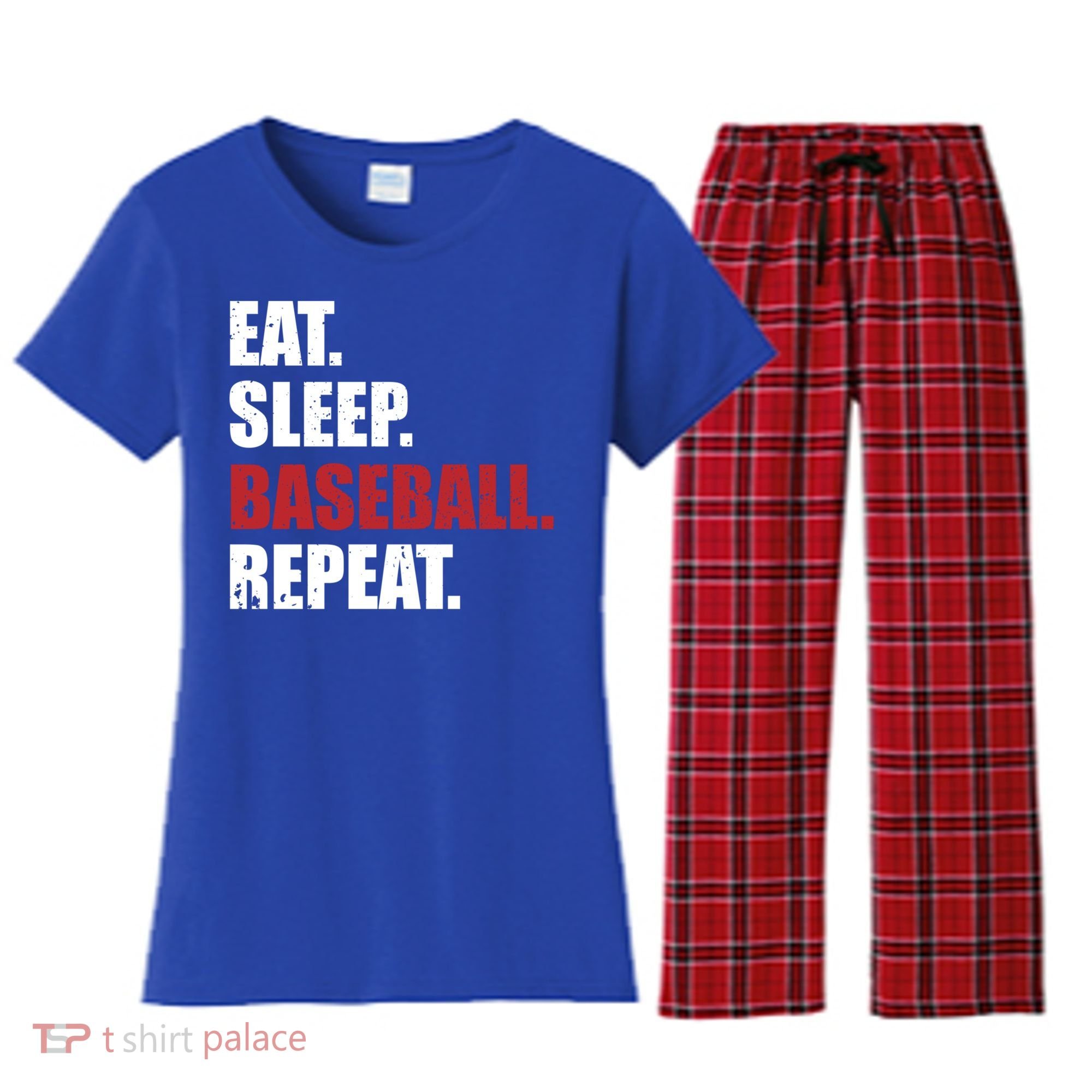 Eat Sleep Baseball Repeat Gift Women's Flannel Pajama Set