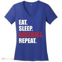 Eat Sleep Baseball Repeat Gift Women's V-Neck T-Shirt thumb 0