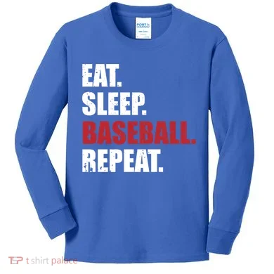 Eat Sleep Baseball Repeat Gift Kids Long Sleeve Shirt