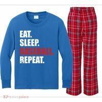 Eat Sleep Baseball Repeat Gift Kids Long Sleeve Plaid Pajama Set thumb 0