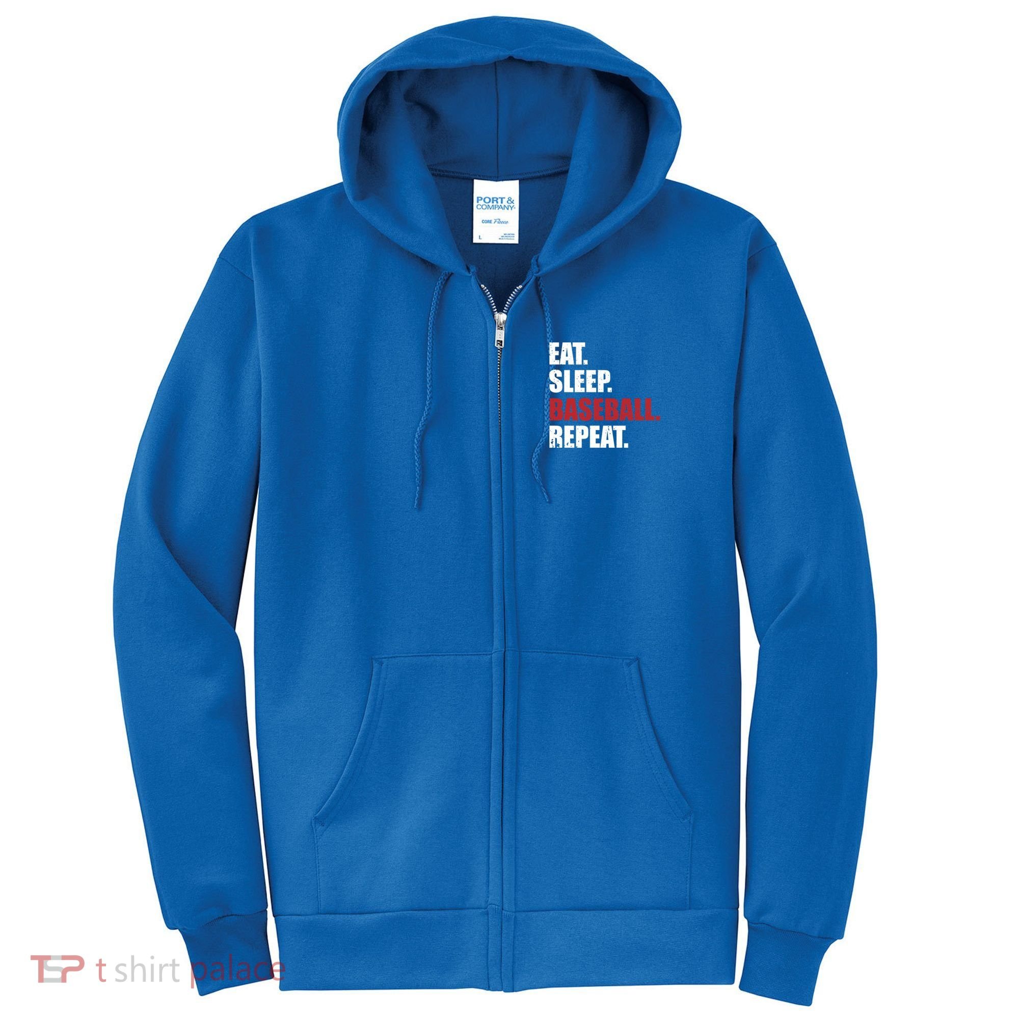 Eat Sleep Baseball Repeat Gift Full Zip Hoodie