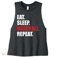 Eat Sleep Baseball Repeat Gift Women's Racerback Cropped Tank thumb 0