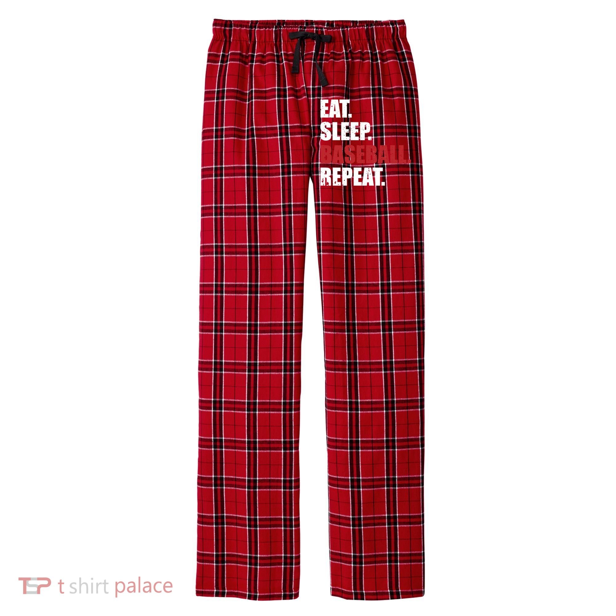 Eat Sleep Baseball Repeat Gift Men's Flannel Plaid Pajama Pants