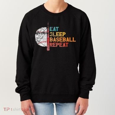 Eat Sleep Baseball Repeat retro vintage baseball player fun Women's Sweatshirt